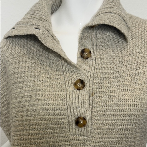 Lush Taupe V-Neck Sweater with Button Accents - Picture 2 of 10